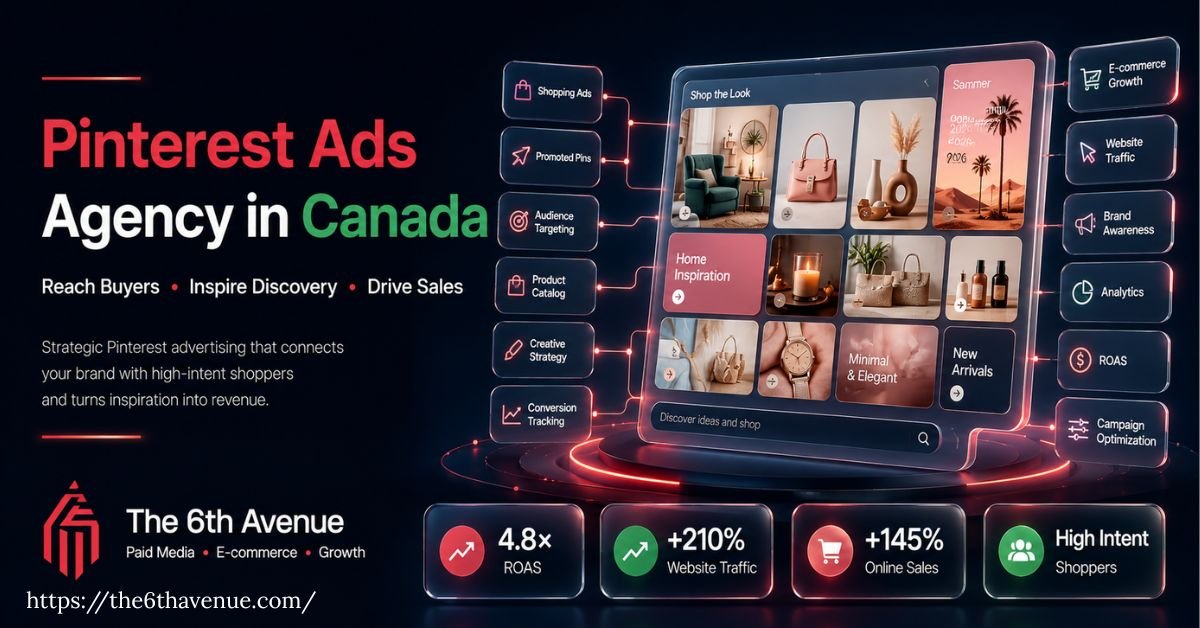 Pinterest advertising dashboard with promoted pins, shopping campaigns, audience targeting, and campaign performance analytics.