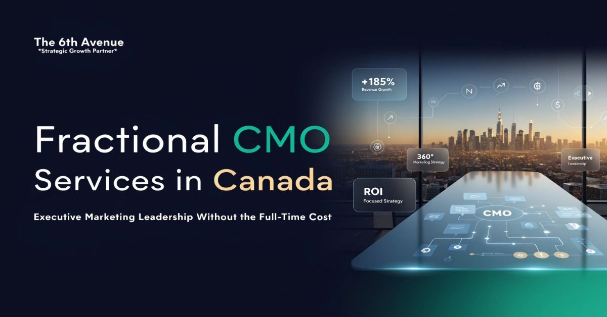 Fractional CMO strategy illustration showing executive marketing leadership and business growth planning.